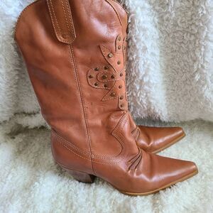 La Strada Vintage Studded Leather Western Boots‎